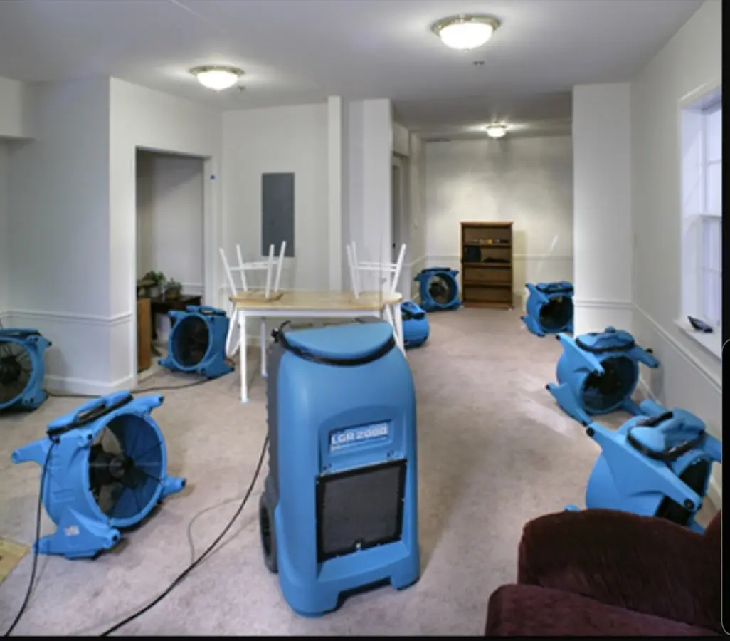 Air movers and dehumidifier setup for Water Extraction & Removal in Bowleys Quarters