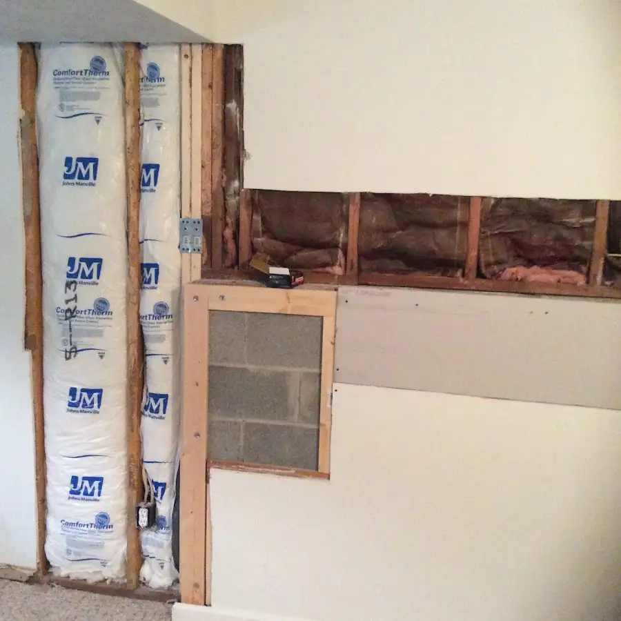 Wall insulation replacement during Basement Flood Cleanup in Bowleys Quarters